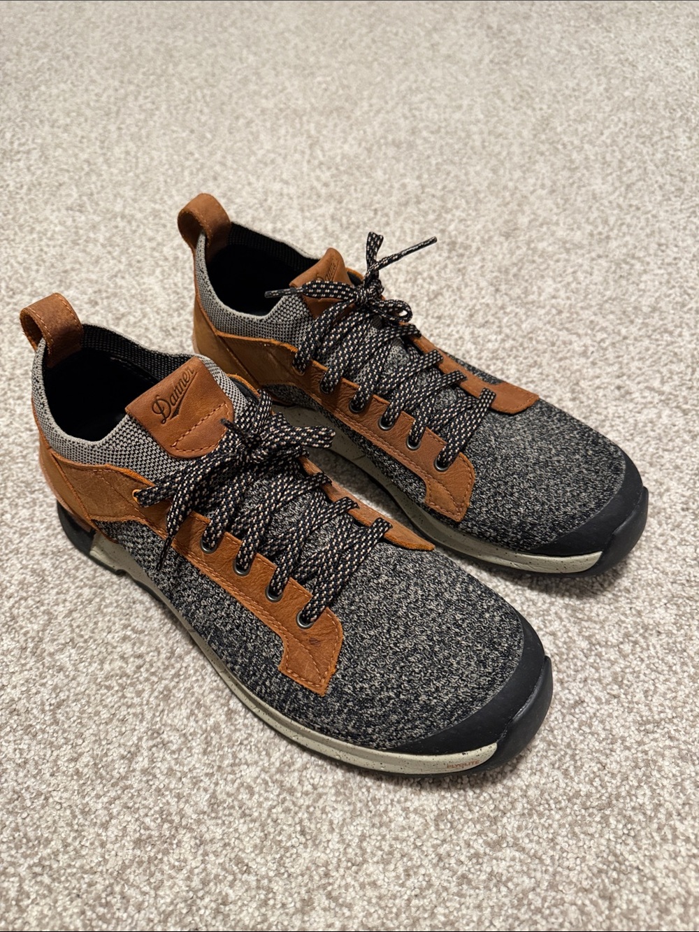 Danner Men’s Gray Knit Sneakers with Brown Leather Accents